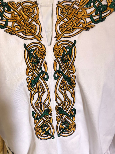 With detailed embroidery Viking dress