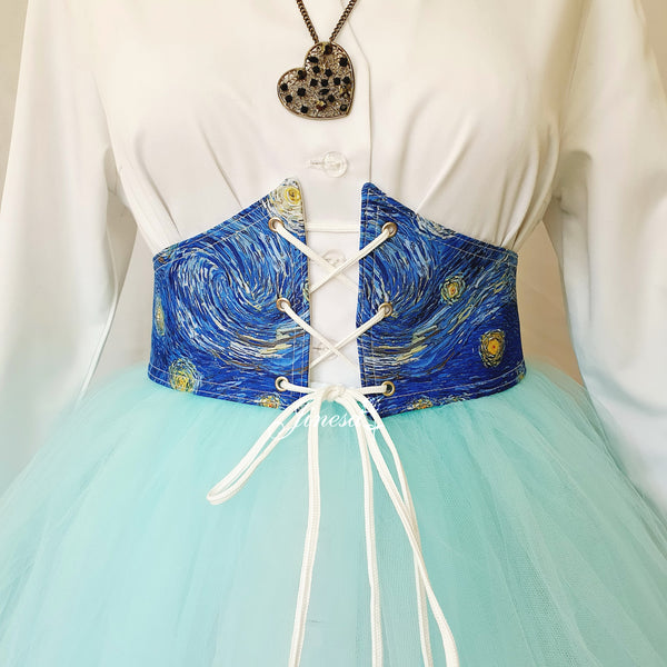 Ren faire corset Gift for her Waist blue corset belt