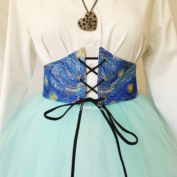 Ren faire corset Gift for her Waist blue corset belt