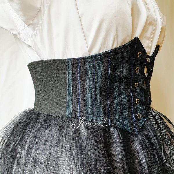 Cosplay alternative wedding Gothic corset belt Limited edition Waist corset belt elastic Black Green for renaissance