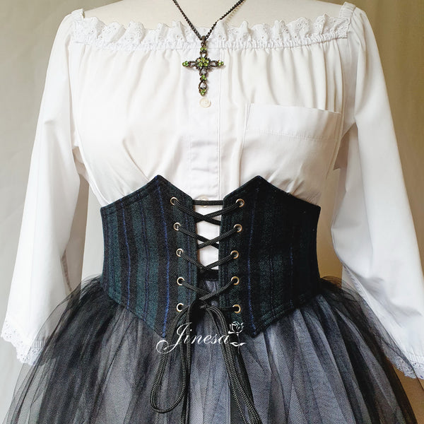 Cosplay alternative wedding Gothic corset belt Limited edition Waist corset belt elastic Black Green for renaissance