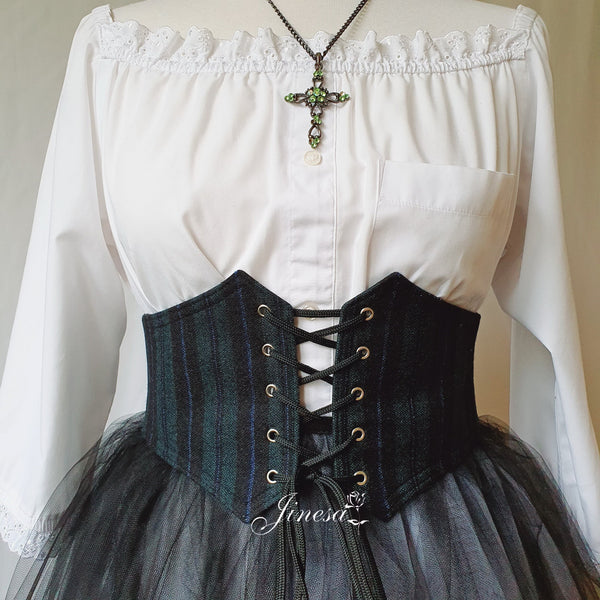 Cosplay alternative wedding Gothic corset belt Limited edition Waist corset belt elastic Black Green for renaissance