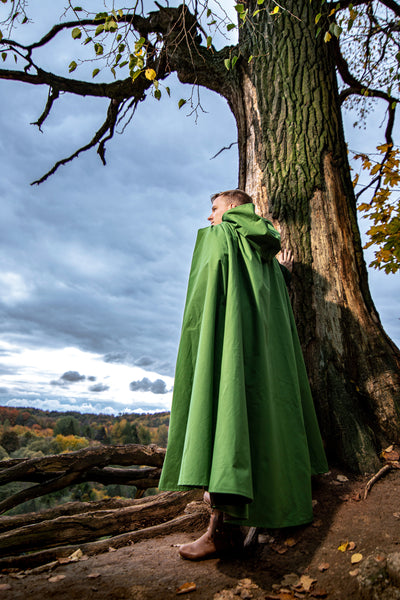 Waterproof Waxed Cotton Ranger Cloak Wind & Rain Resistant Medieval Viking LARP Cape