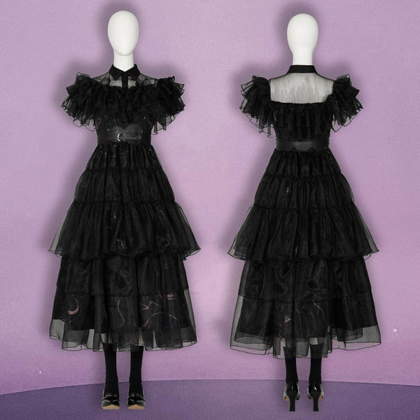 The Addams Family Wednesday Halloween Suit Wednesday Addams Dance Dress Raven Black Party Cosplay Costumes