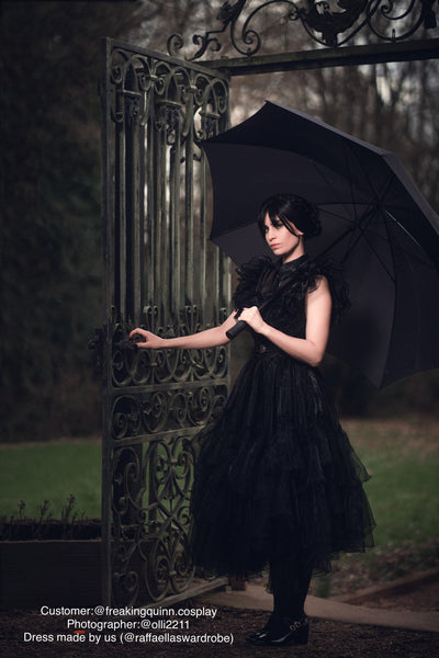 Wednesday Dark Dress Gothic Prom Dress Beautiful Handmade Wednesday Dress Aesthetic Gifts WEDNESDAY ADDAMS REPLICA Dress