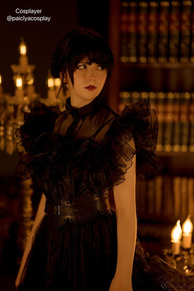 Wednesday Dark Dress Gothic Prom Dress Beautiful Handmade Wednesday Dress Aesthetic Gifts WEDNESDAY ADDAMS REPLICA Dress