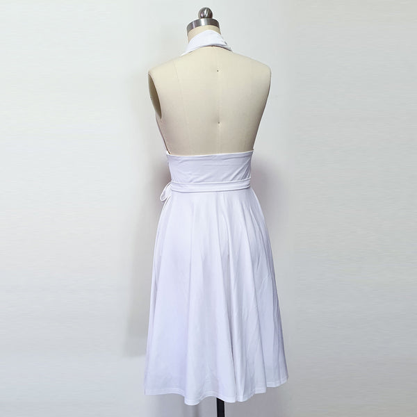 Lconic white dress short bridal dress wedding gown Custom made dress White halter neck dress 1955 The Seven Year Itch inspired dress