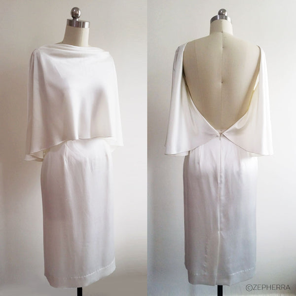 Lvory wedding dress Backless gown Minimalistic wedding gown Simple bridal dress Selena Gomez inspired White silk satin cocktail dress