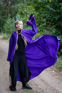 Sorcerer robe witch cosplay larp magician outfit Wizard hooded mantle mage sleeved cloak
