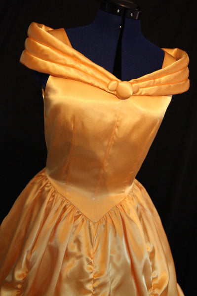 Costume Gown MOM2RTK Custom Sz BELLE Adult Yellow Gold Satin