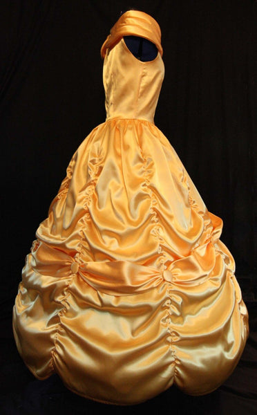 Costume Gown MOM2RTK Custom Sz BELLE Adult Yellow Gold Satin