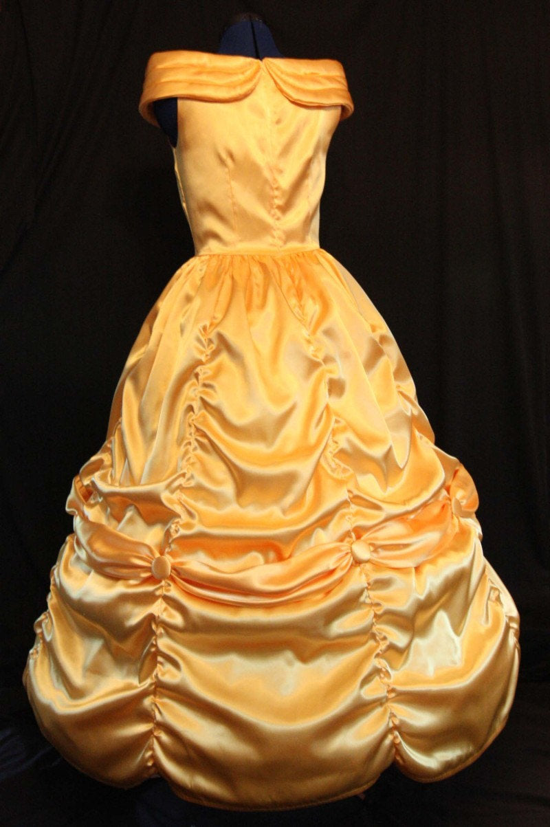 Costume Gown MOM2RTK Custom Sz BELLE Adult Yellow Gold Satin