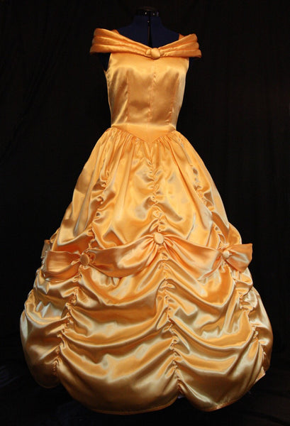 Costume Gown MOM2RTK Custom Sz BELLE Adult Yellow Gold Satin