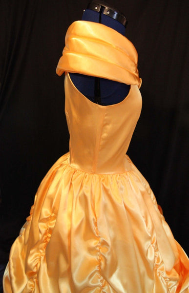 Costume Gown MOM2RTK Custom Sz BELLE Adult Yellow Gold Satin