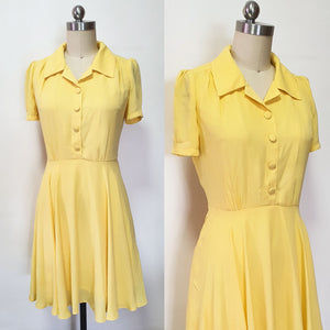 Summer casual dress 1950s dress Flare shirtdress Custom made dress Kate Middleton Yellow Summer dress Fit and flare dress