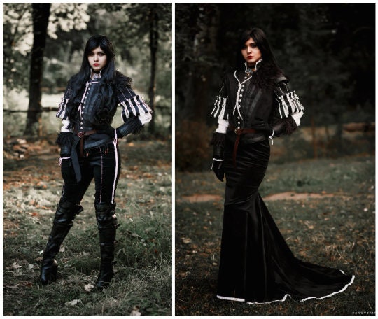 Yennefer Cosplay Outfit Black Full Set Lady Witch Costume Saga Cosplay Yennefer Cosplay costume Highly detailed Yennefer's black dress