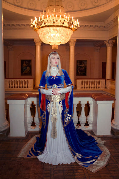 Royal outfit cosplay costume Halloween costume Zelda Blue Dress from Breathe of The Wild