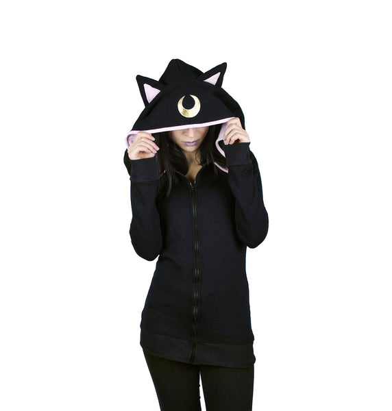 Animal goth gothic anime sweatshirt Cat ear hoodie Luna
