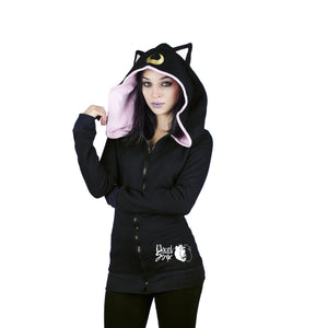 Animal goth gothic anime sweatshirt Cat ear hoodie Luna