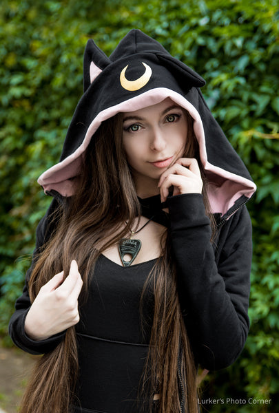 Animal goth gothic anime sweatshirt Cat ear hoodie Luna