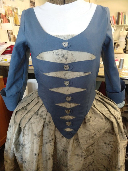 Copy of Button front bodice with contrasting skirt 18th century
