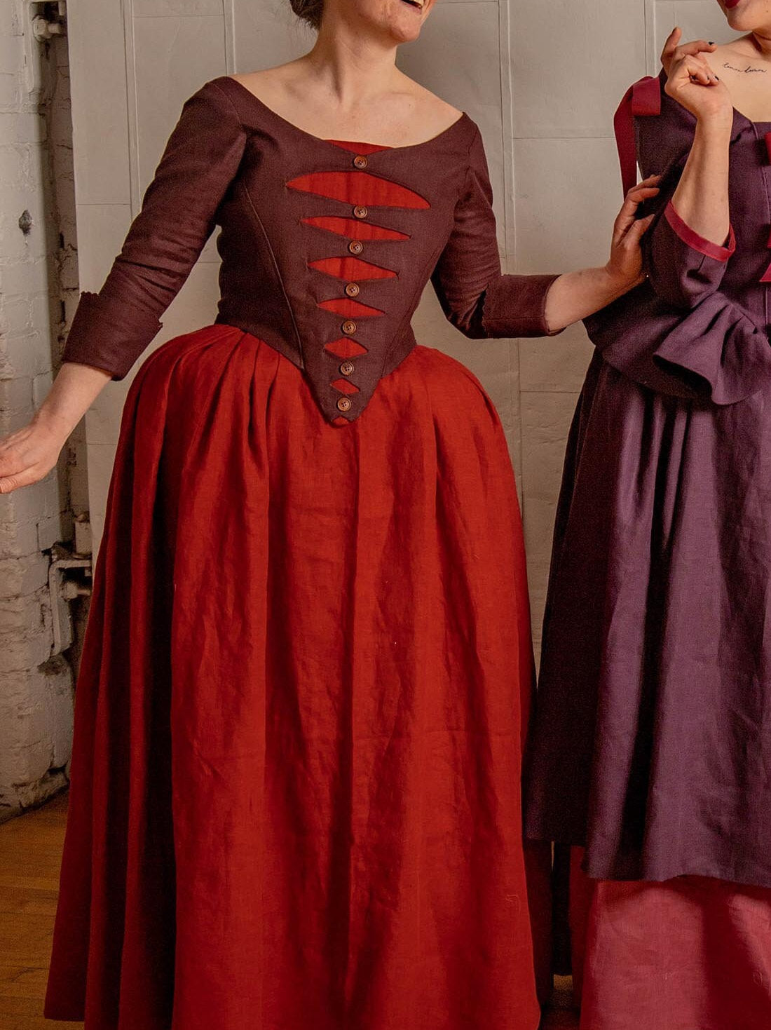 Copy of Button front bodice with contrasting skirt 18th century