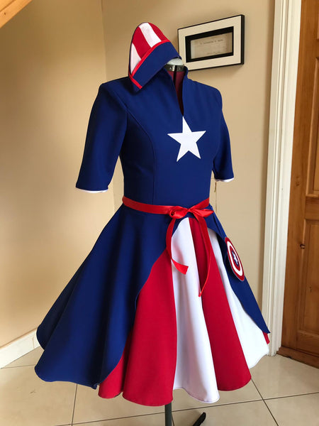 American Flag Dress Cosplay USO Girl Dress Cosplay Costume