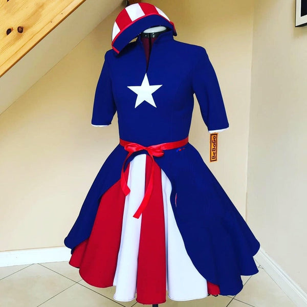 American Flag Dress Cosplay USO Girl Dress Cosplay Costume