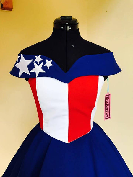 Female Captain America inspired dress pageant Costume