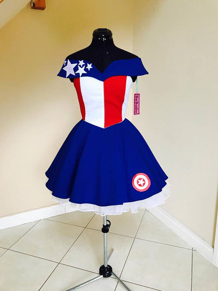Female Captain America inspired dress pageant Costume