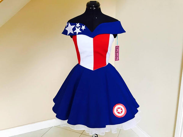 Female Captain America inspired dress pageant Costume