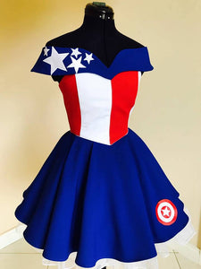 Female Captain America inspired dress pageant Costume