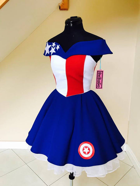 Female Captain America inspired dress pageant Costume