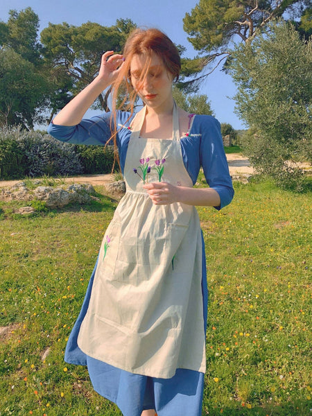Cottagecore apron with embroideries 100% cotton A Lovely Present