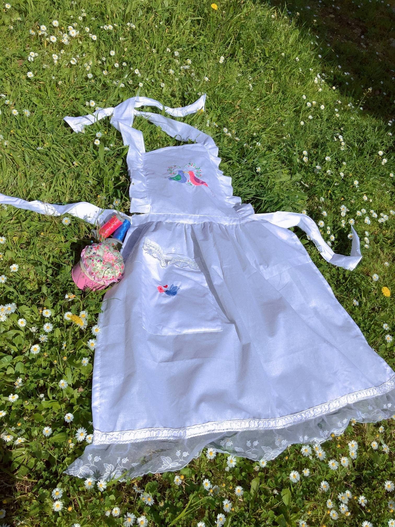 Cottagecore apron with embroideries 100% cotton Cinderella