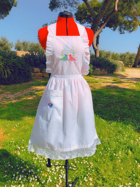 Cottagecore apron with embroideries 100% cotton Cinderella