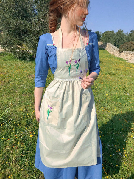 Cottagecore apron with embroideries 100% cotton A Lovely Present