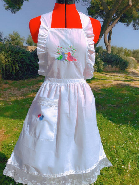 Cottagecore apron with embroideries 100% cotton Cinderella