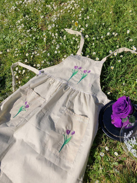 Cottagecore apron with embroideries 100% cotton A Lovely Present