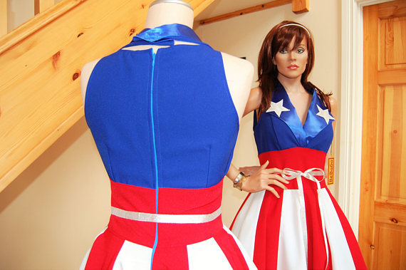 Pageant dress America dress flag dress USO  dress