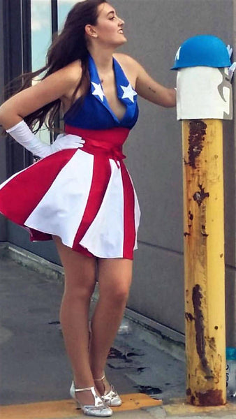 Pageant dress America dress flag dress USO  dress