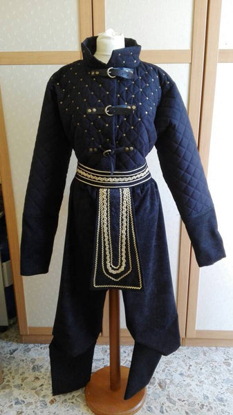 Livery jacket larp grv role playing costume night watchman full fantasy costume warrior gambeson pants