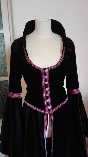 Castellana dress dark larp grv sexy costume vampires medieval checkers castellana gothic dress velvet overcoat corset and skirt