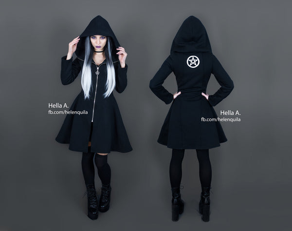 Witchy style gothic grunge satan dark Goth Pentagram hoodie