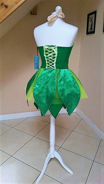 Green fairy Tinkerbell dress cosplay costume Green Fairy Adult Halloween Costume