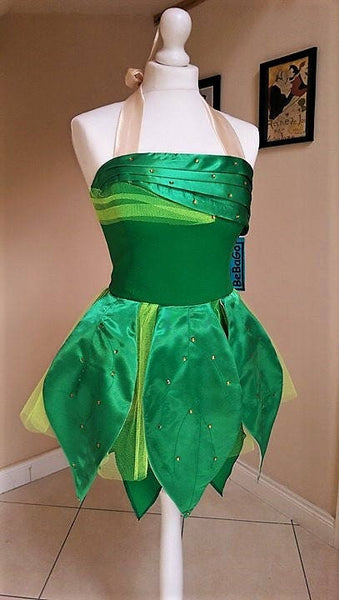 Green fairy Tinkerbell dress cosplay costume Green Fairy Adult Halloween Costume