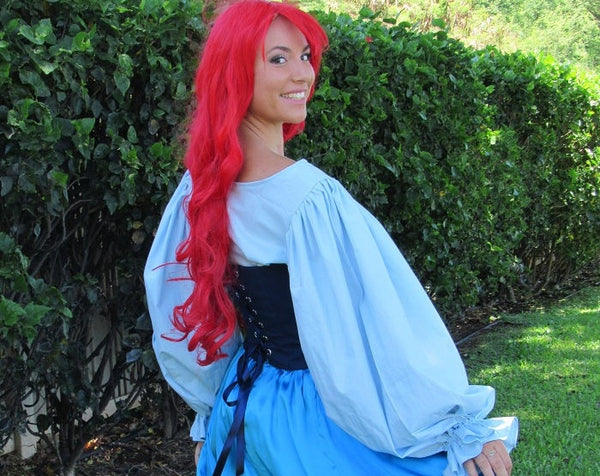 Little Mermaid Costume Gown Land Dress Skirt Corset for Teens Adults 3 Pc Ariel Princess Cosplay