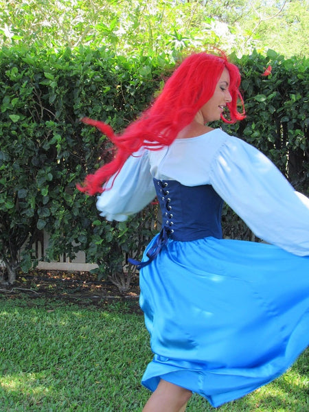 Little Mermaid Costume Gown Land Dress Skirt Corset for Teens Adults 3 Pc Ariel Princess Cosplay