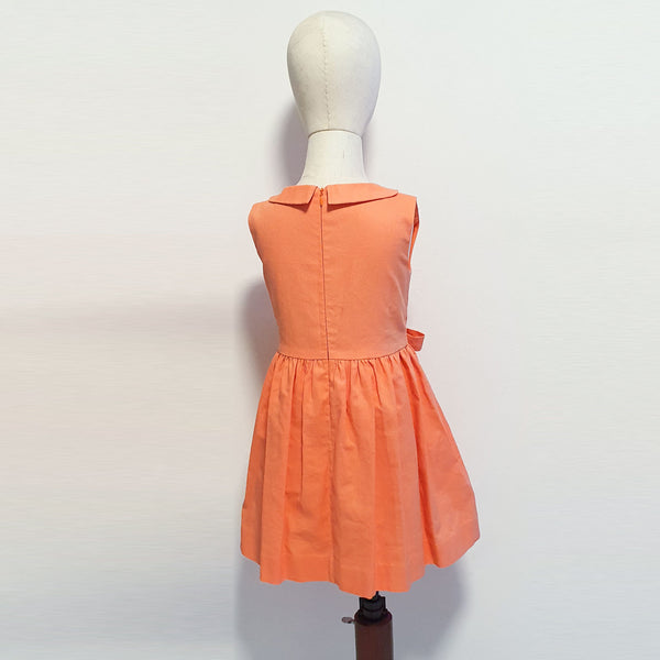 Vintage 60s Kids linen dress communion dress toddler flower girl dress mother daughter matching dress linen orange flower girl dress