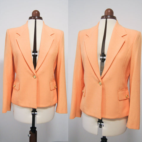 80s women formal work suit 1980s Office Women's suit Size L80s vintage orange work jacket Women's vintage 80s orange crepe blazer